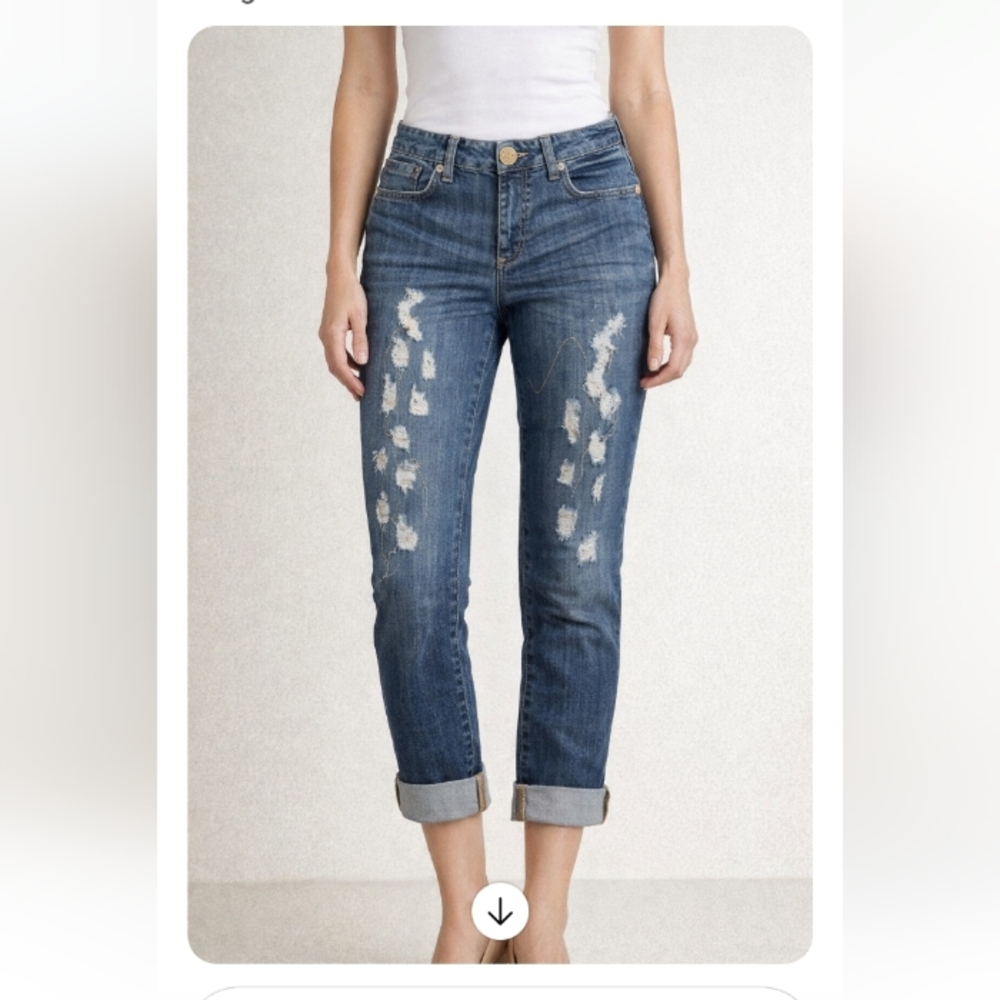 Baby Phat Distressed Cuffed Stretch Jeans Size 7 NWTS